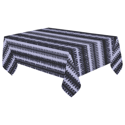 Black SawTooth Stripe Modern Cotton Linen Tablecloth 60"x 104"
