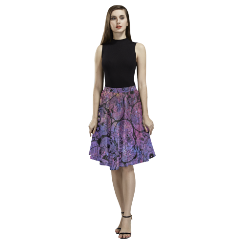 Cosmic Sugar Skulls Melete Pleated Midi Skirt (Model D15)