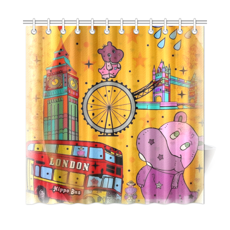 London Hippos by Nico Bielow Shower Curtain 72"x72"