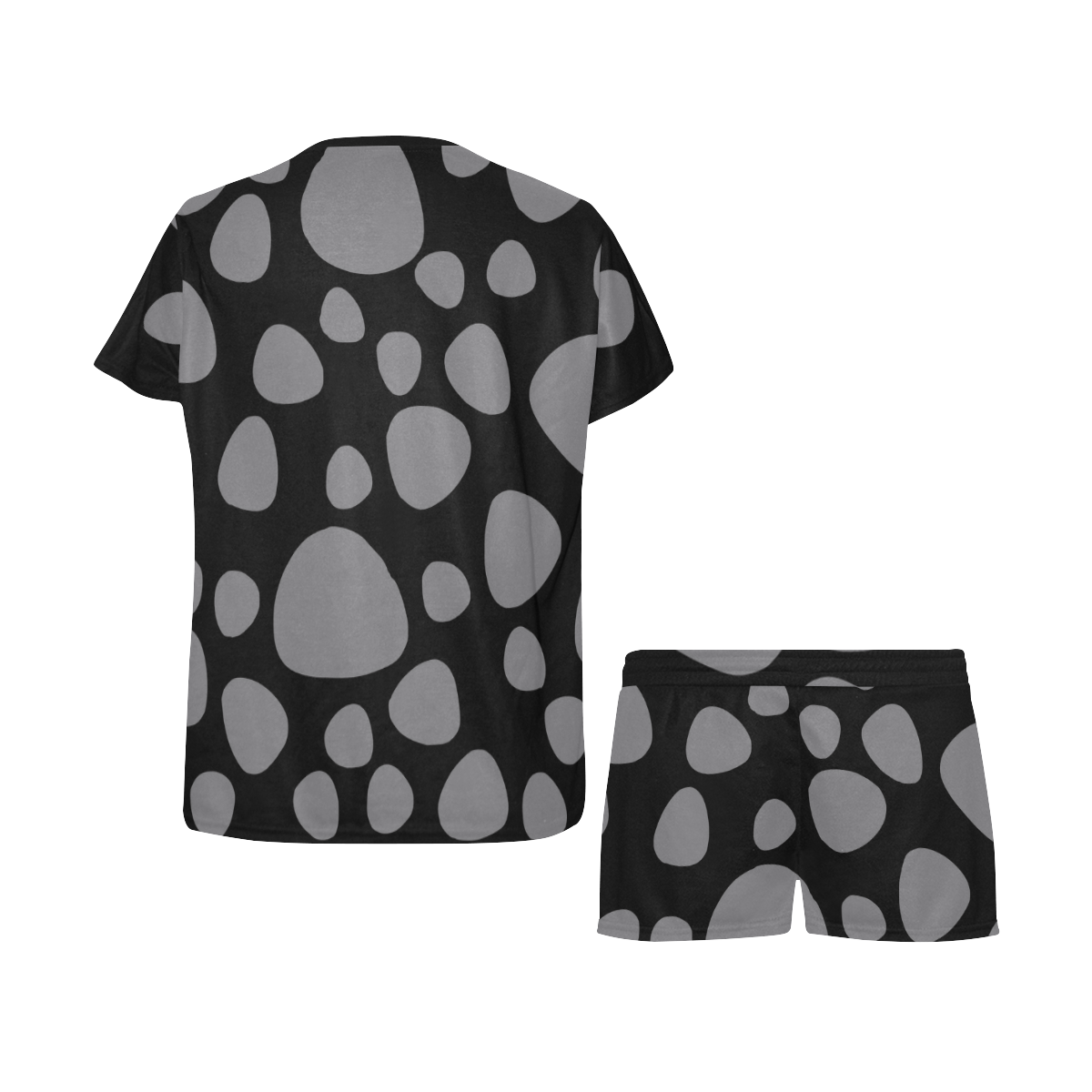 Black leopard skin Women's Short Pajama Set