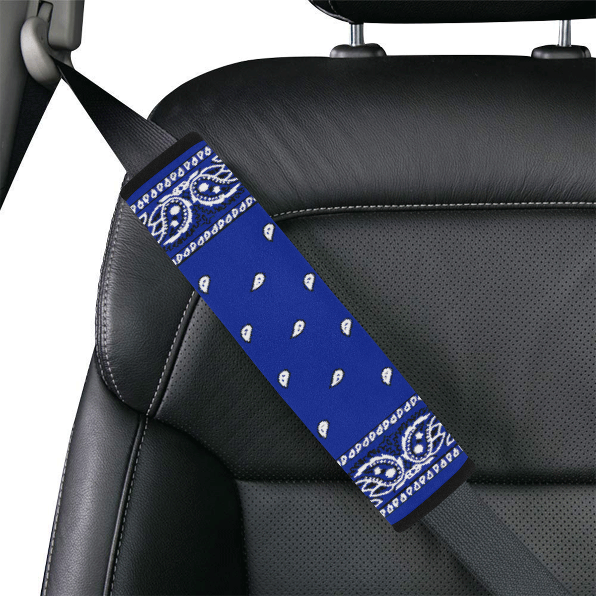 KERCHIEF PATTERN BLUE Car Seat Belt Cover 7''x12.6''