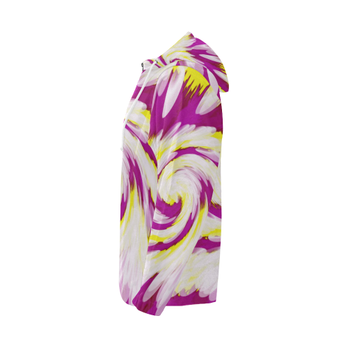 Pink Yellow Tie Dye Swirl Abstract All Over Print Full Zip Hoodie for Men (Model H14)