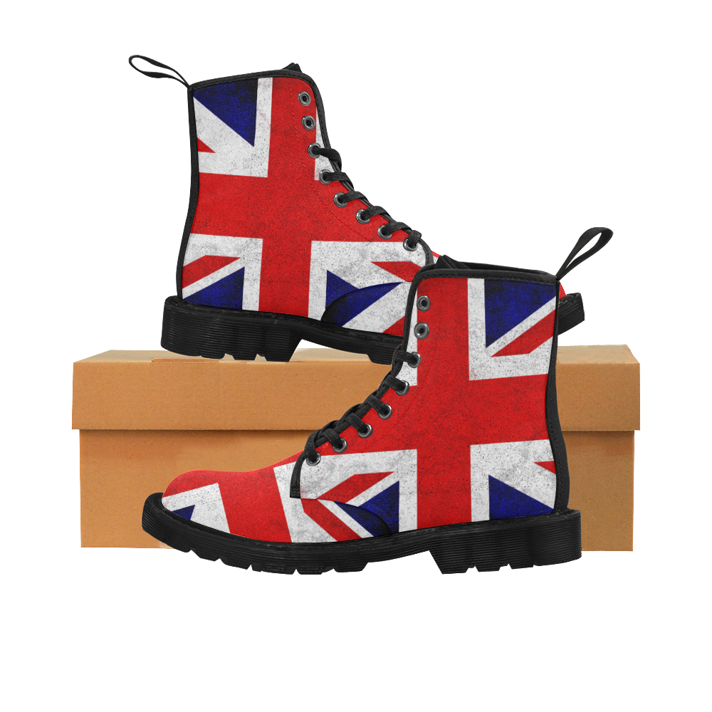 United Kingdom Union Jack Flag - Grunge 2 Martin Boots for Women (Black) (Model 1203H)