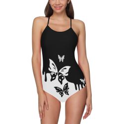 Animals Nature - Splashes Tattoos with Butterflies Strap Swimsuit ( Model S05)