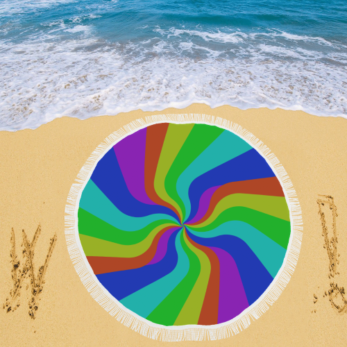 Rainbow Circular Beach Shawl 59"x 59"
