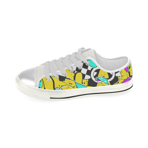 Shapes on a yellow background Women's Classic Canvas Shoes (Model 018)