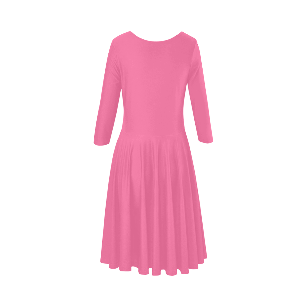 color French pink Elbow Sleeve Ice Skater Dress (D20)