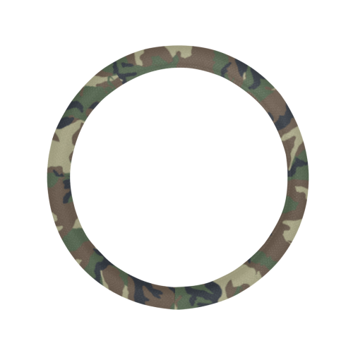 Woodland Forest Green Camouflage Steering Wheel Cover with Anti-Slip Insert