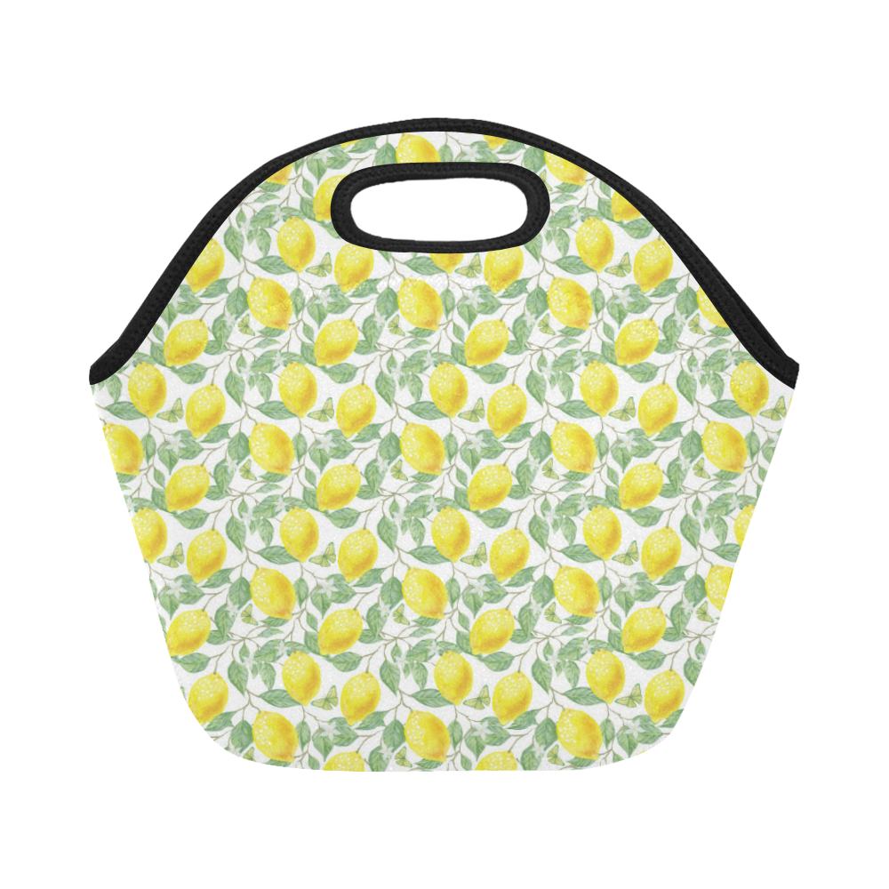 Lemons And Butterfly Neoprene Lunch Bag/Small (Model 1669)
