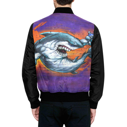 Graffiti Shark (Vest Style) All Over Print Quilted Bomber Jacket for Men (Model H33)