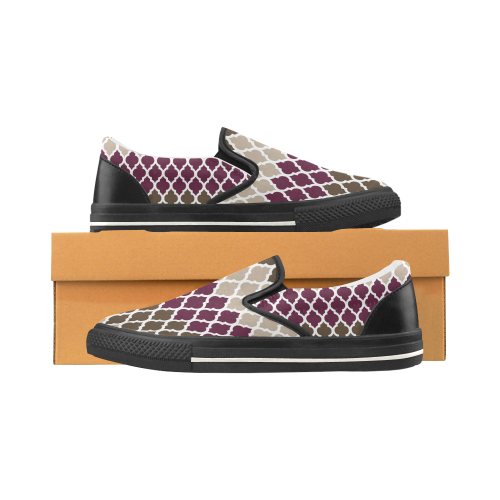 stripe lace pattern Women's Slip-on Canvas Shoes/Large Size (Model 019)
