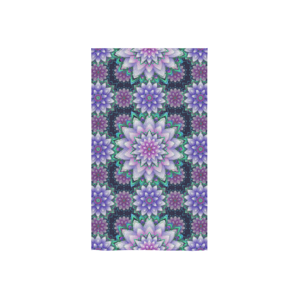 Lotus Flower Ornament - Violet and green Custom Towel 16"x28"