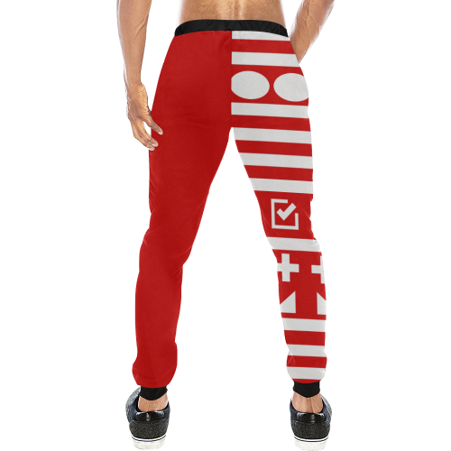 lamonki white patterned red Men's All Over Print Sweatpants (Model L11)
