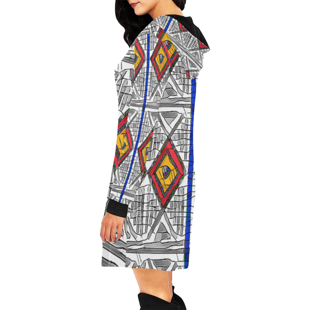 Mixed Center3 All Over Print Hoodie Mini Dress (Model H27)