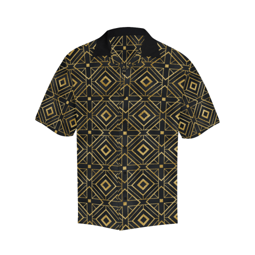 Black Gold Geometric Art Deco Hawaiian Shirt Hawaiian Shirt (Model T58)
