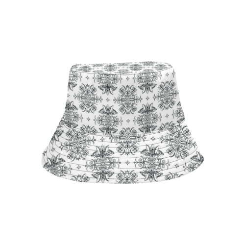 Wall Flower White and Black Drama by Aleta All Over Print Bucket Hat