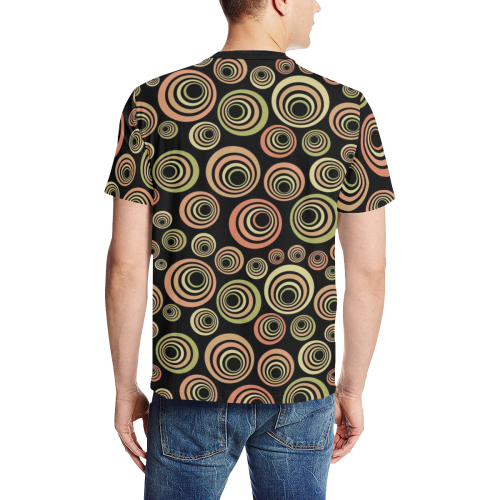 Groovy 60's Classic Pattern Fun Retro Pop-art Men's All Over Print T-Shirt (Solid Color Neck) (Model T63)