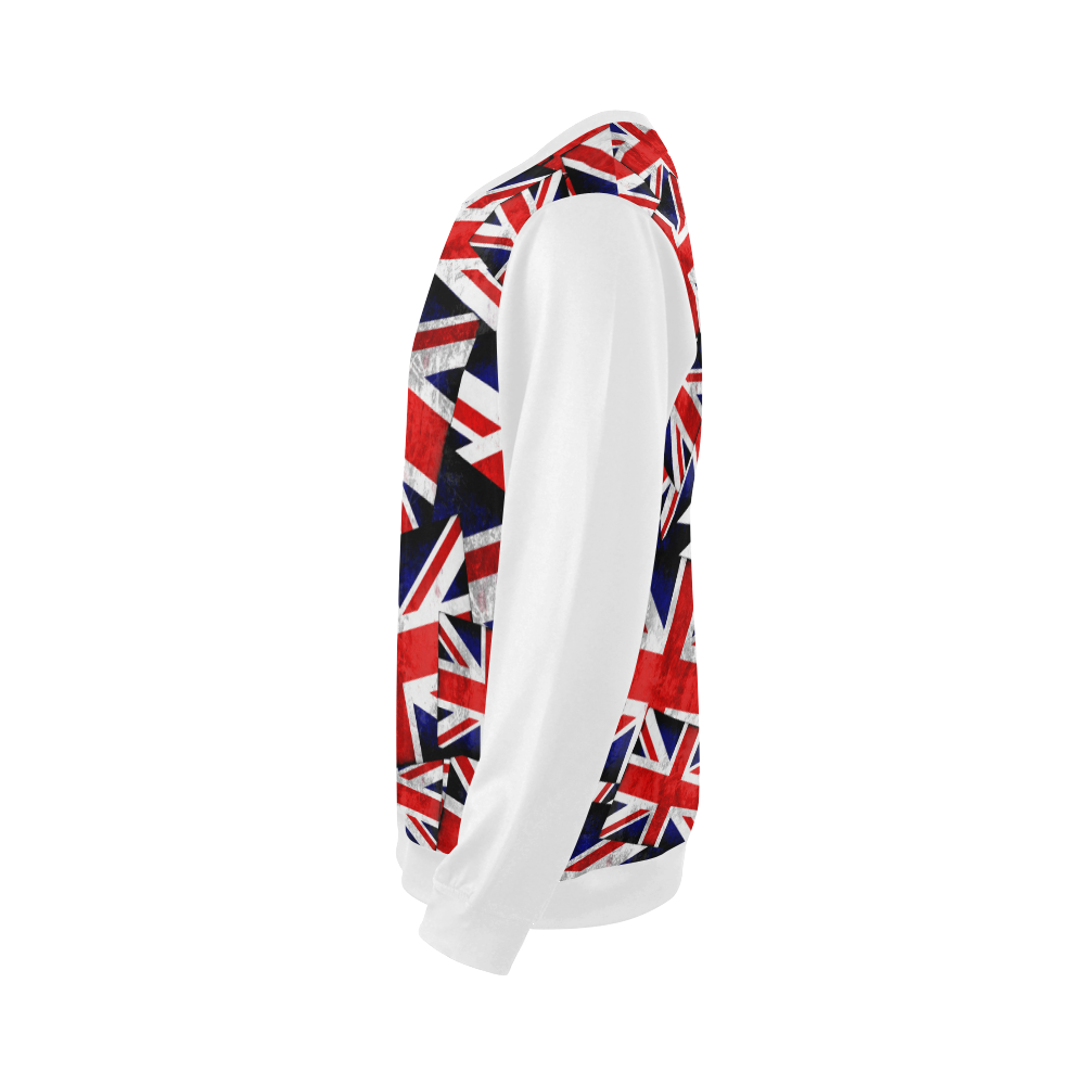 Union Jack British UK Flag (Vest Style) White All Over Print Crewneck Sweatshirt for Men/Large (Model H18)