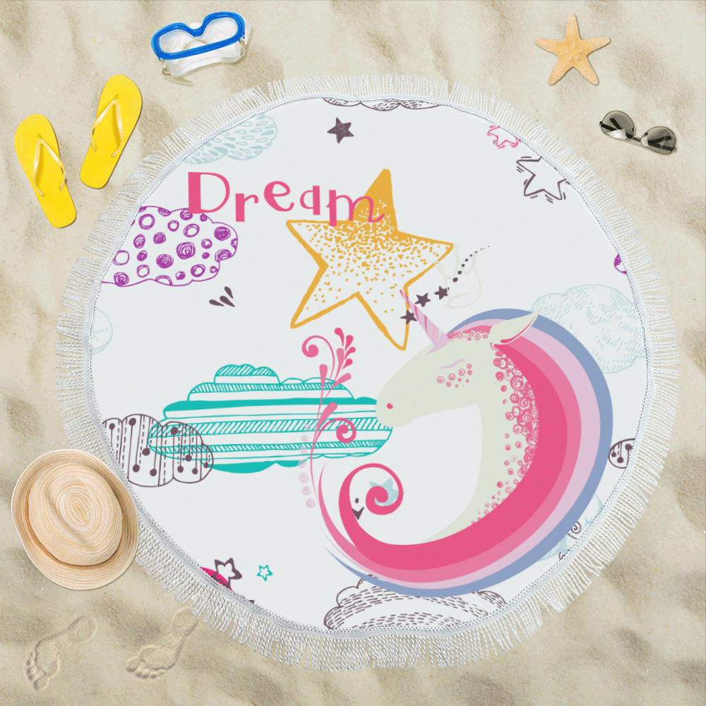 Unicorn Dream Circular Beach Shawl 59"x 59"