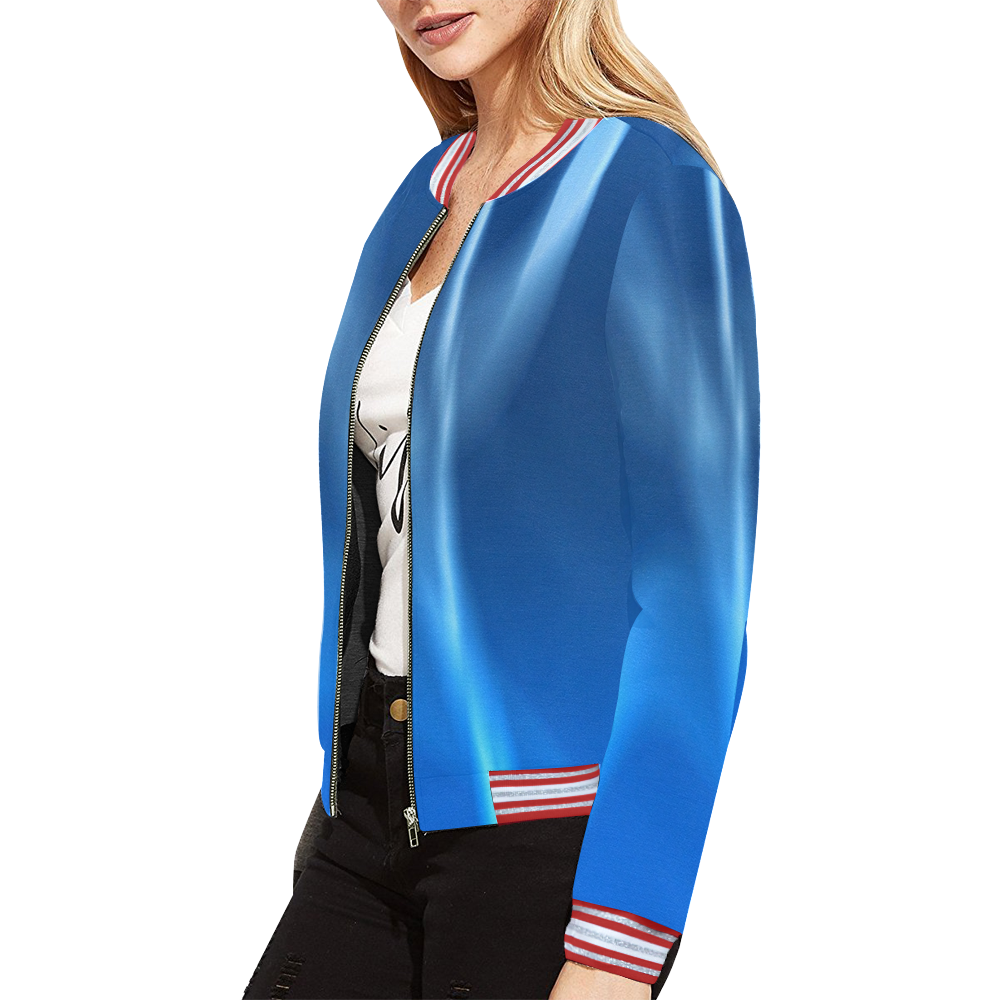 Blue Art All Over Print Bomber Jacket for Women (Model H21)
