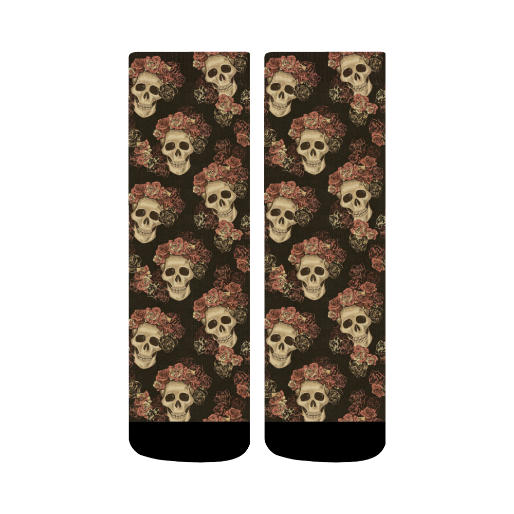 Skull and Rose Pattern Crew Socks