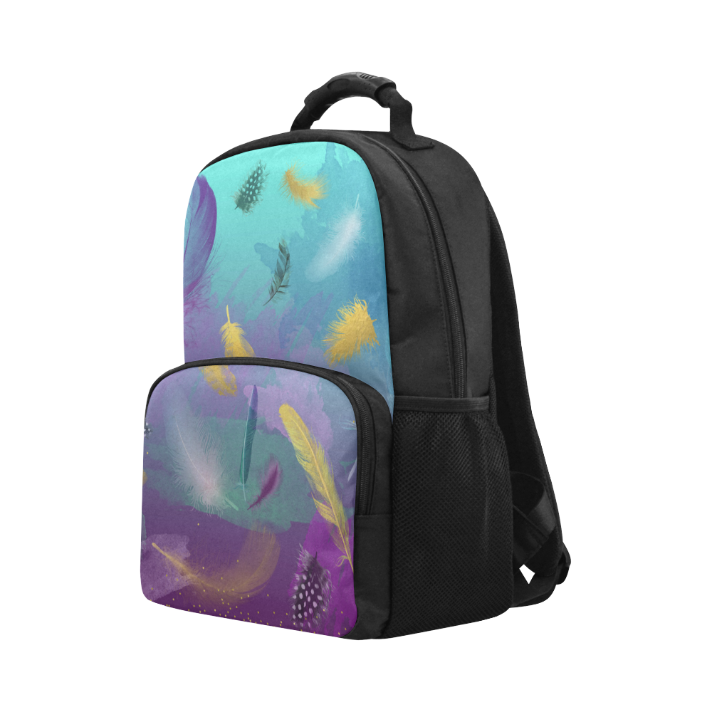 Dancing Feathers - Turquoise and Purple Unisex Laptop Backpack (Model 1663)