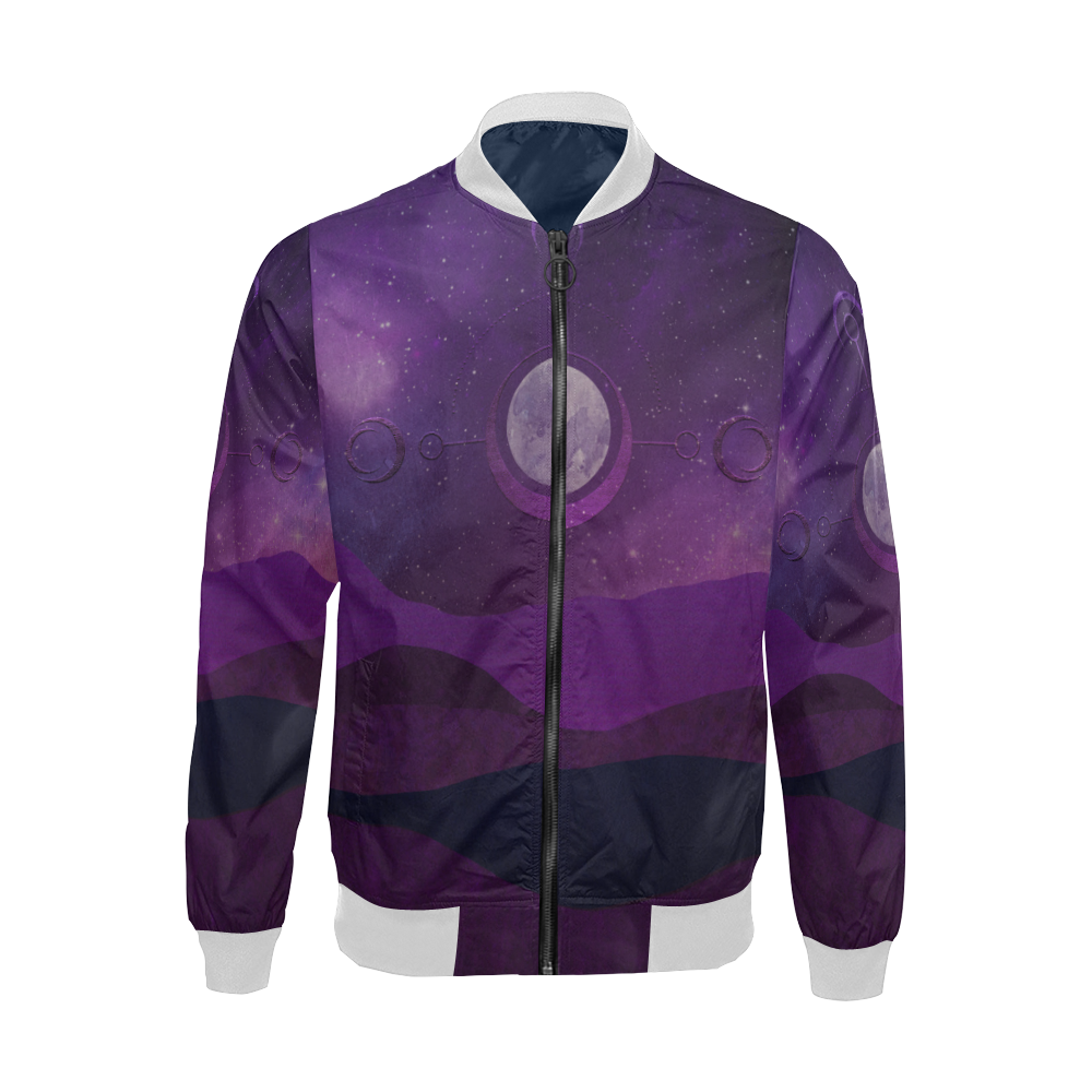 Purple Moon Night All Over Print Bomber Jacket for Men (Model H19)