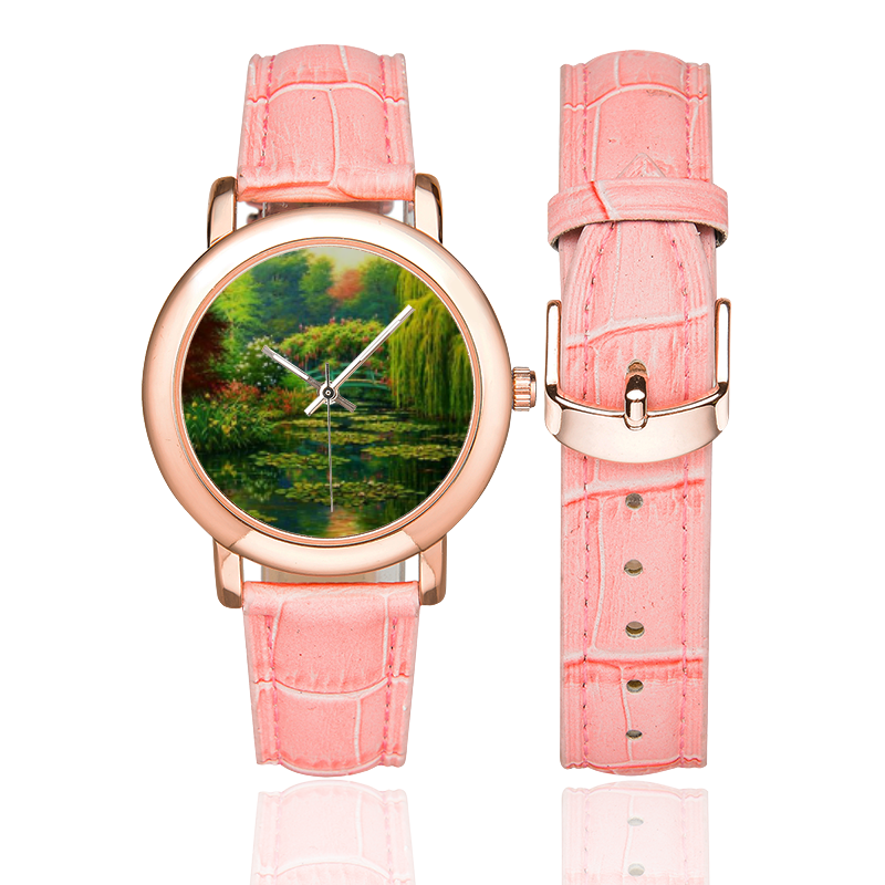 POND Women's Rose Gold Leather Strap Watch(Model 201)