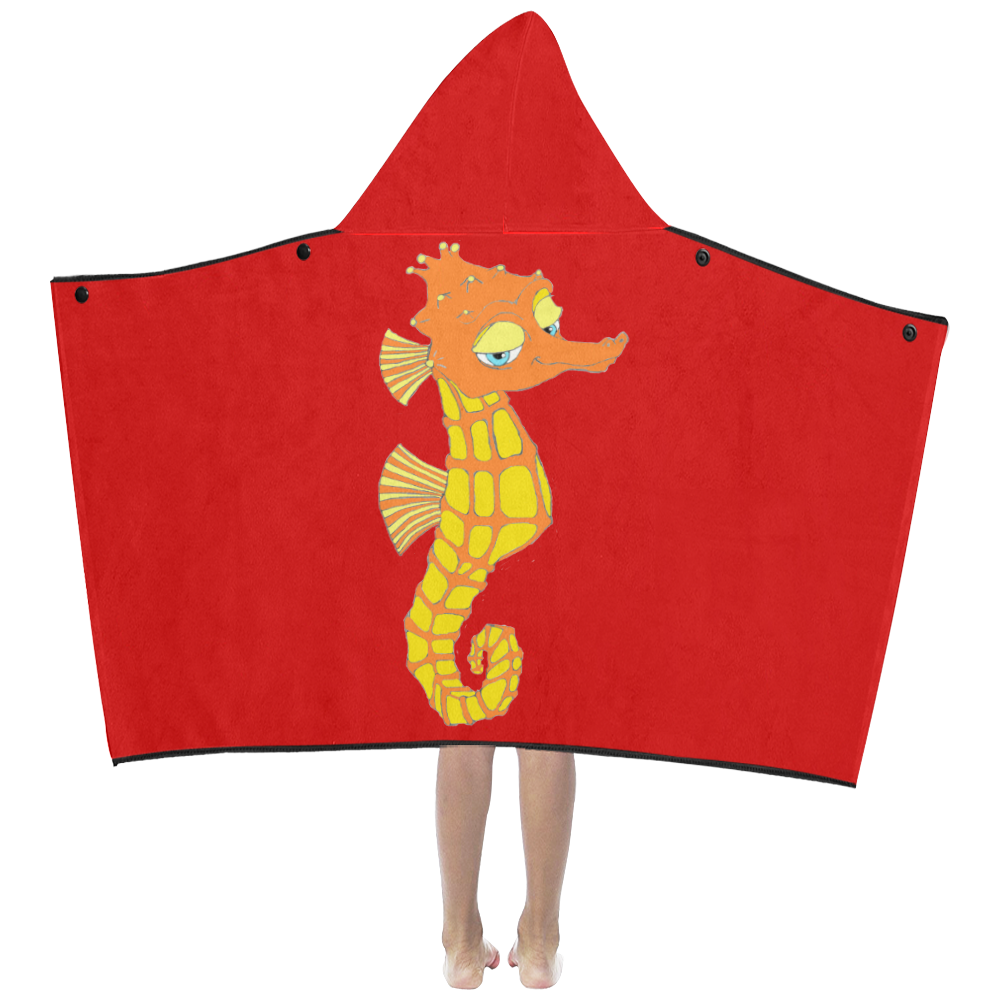 Sassy Seahorse Red Kids' Hooded Bath Towels