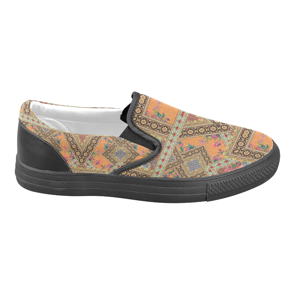Luxury Abstract Design Women's Unusual Slip-on Canvas Shoes (Model 019)