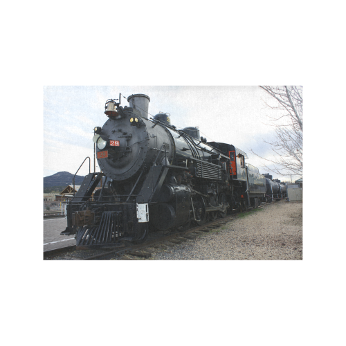 Railroad Vintage Steam Engine on Train Tracks Placemat 12''x18''