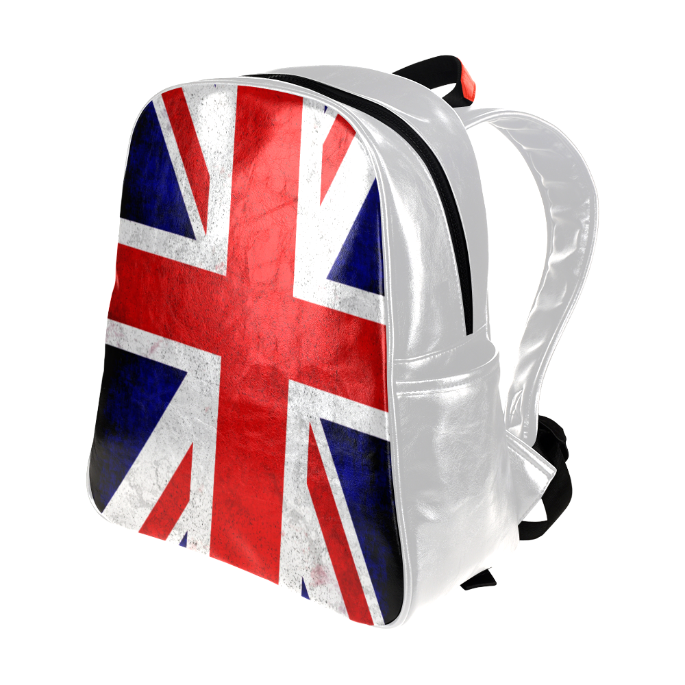 United Kingdom Union Jack Flag - Grunge 2 Multi-Pockets Backpack (Model 1636)
