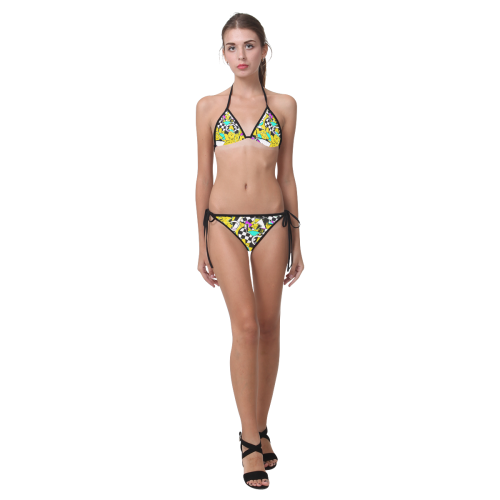 Shapes on a yellow background Custom Bikini Swimsuit (Model S01)