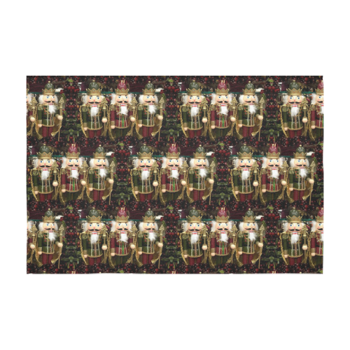 Golden Christmas Nutcrackers Cotton Linen Tablecloth 60" x 90"