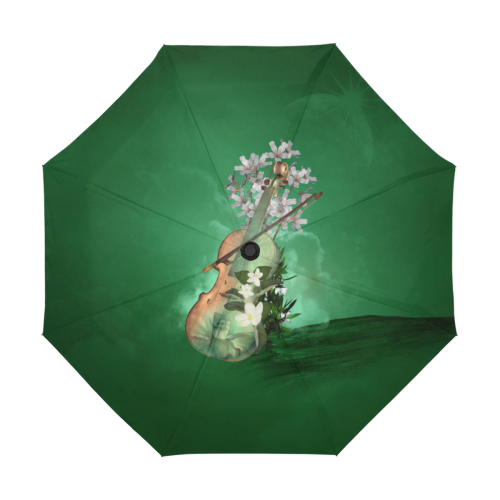 Violin with flowers Anti-UV Auto-Foldable Umbrella (U09)