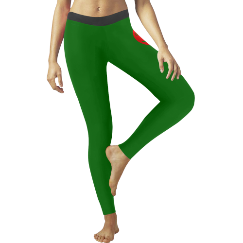 Japanese Sunset House Women's Dark Green Yoga & Sports Women's Low Rise Leggings (Invisible Stitch) (Model L05)