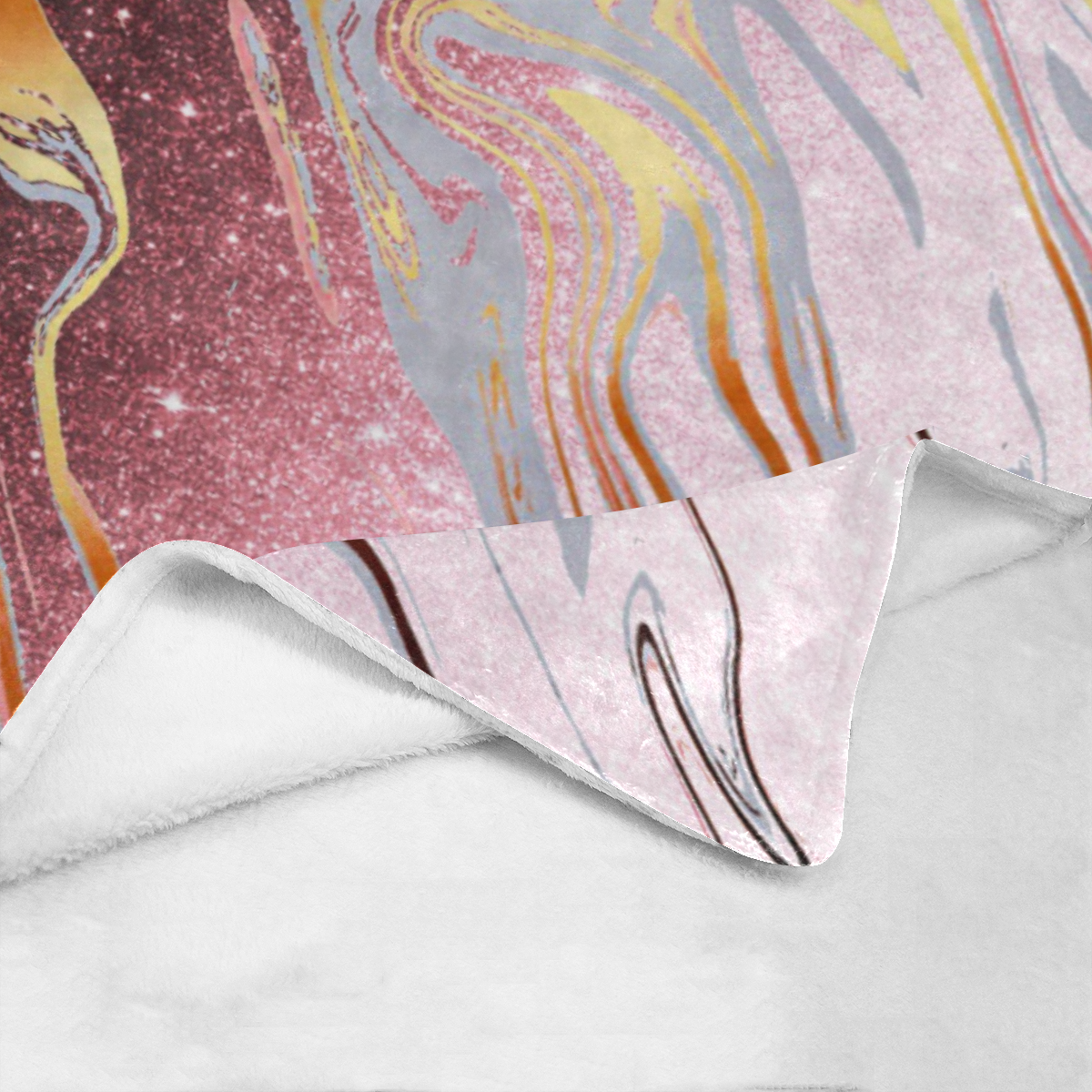 Rose gold glitter marble Ultra-Soft Micro Fleece Blanket 70''x80''