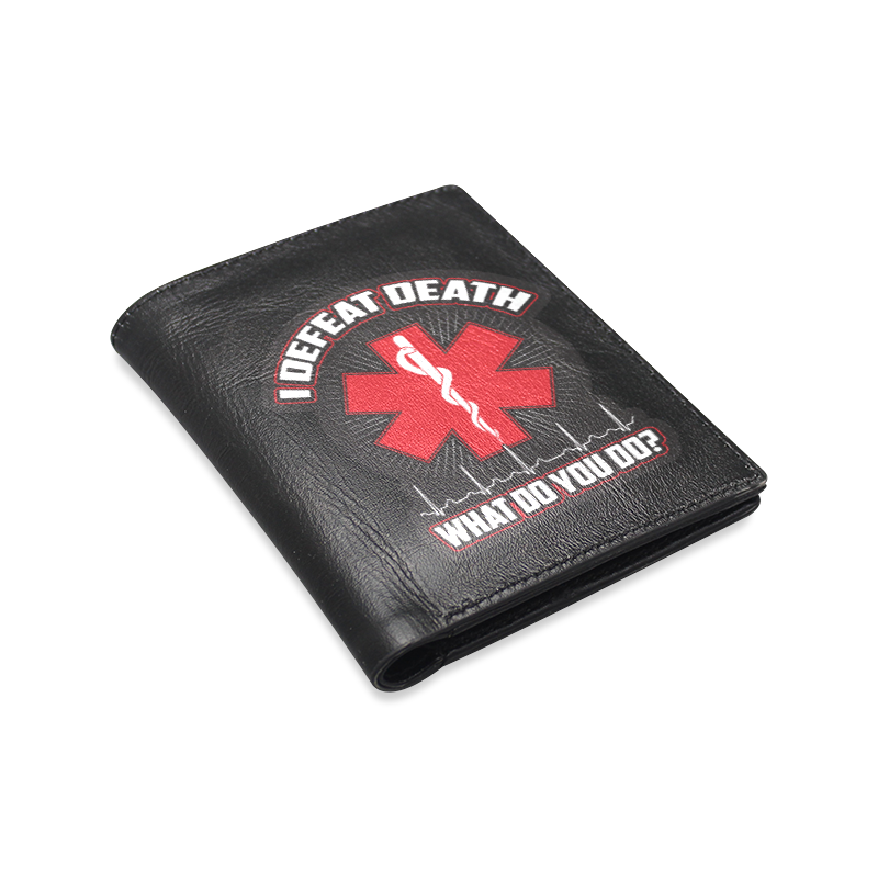 I Defeat Death EMT Men's Leather Wallet (Model 1612)