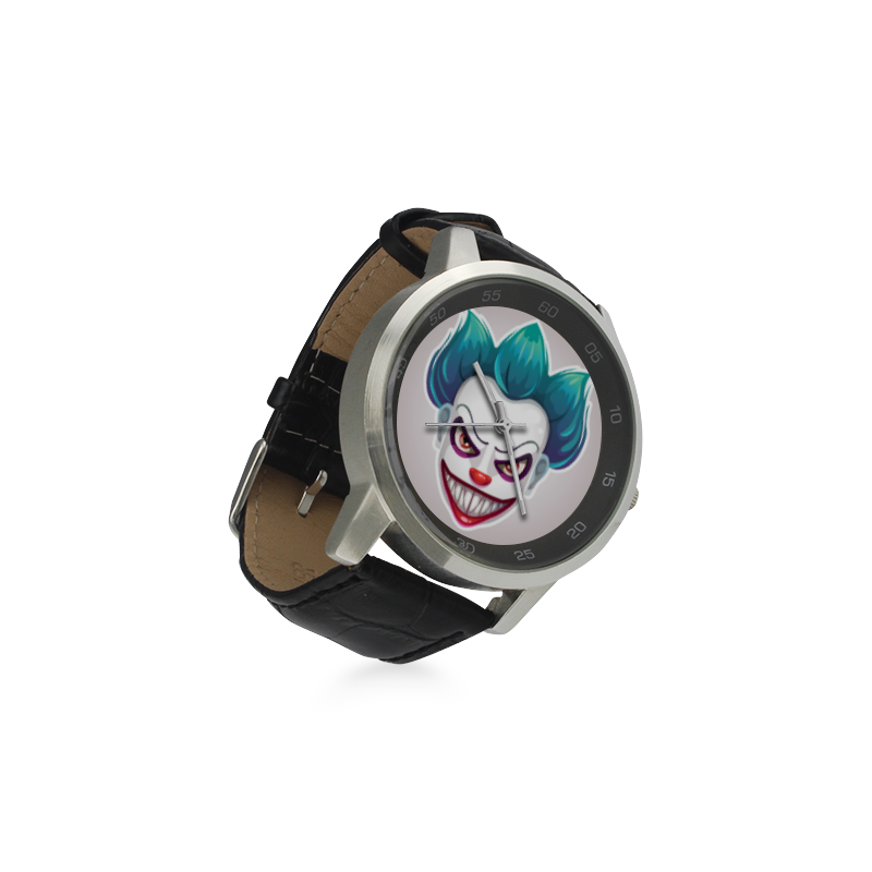 Joker Clown Unisex Stainless Steel Leather Strap Watch(Model 202)