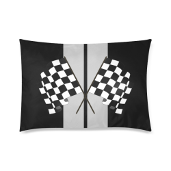Race Car Stripe, Checkered Flag, Black and Silver Custom Zippered Pillow Case 20"x30"(Twin Sides)