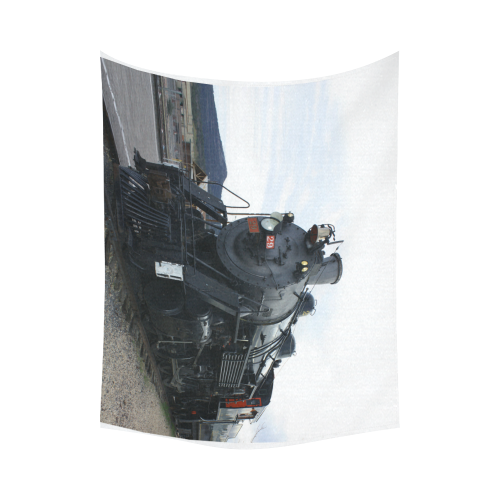 Railroad Vintage Steam Engine on Train Tracks Cotton Linen Wall Tapestry 80"x 60"