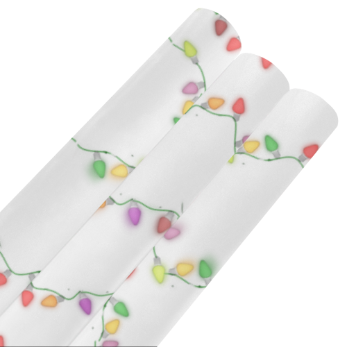 Festive Christmas Lights on White Gift Wrapping Paper 58"x 23" (3 Rolls)