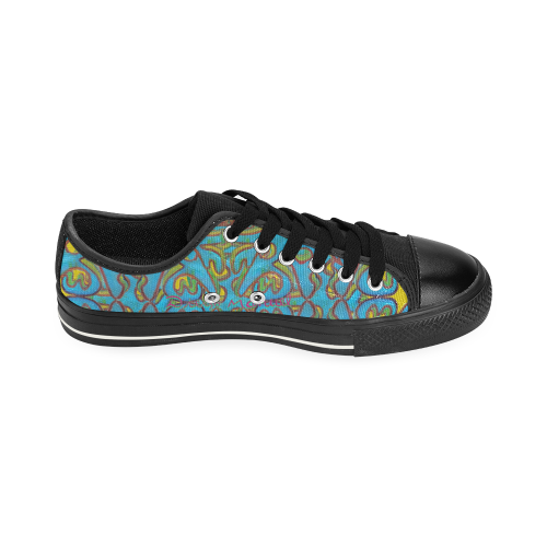 Pop-graffiti-12-tapiz-4 Low Top Canvas Shoes for Kid (Model 018)