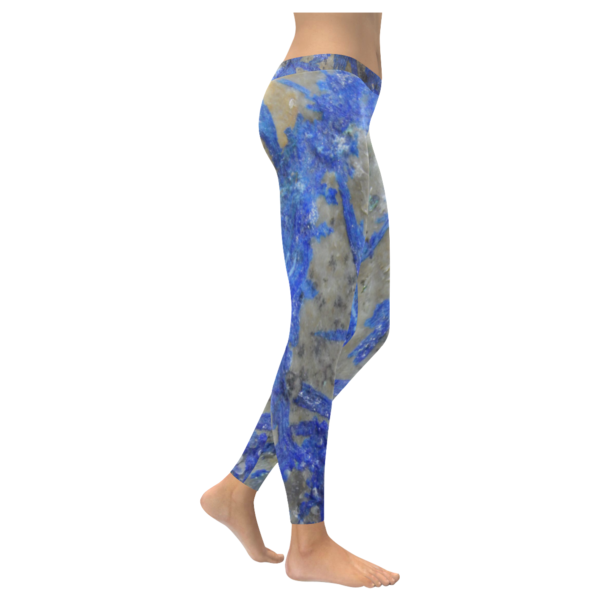 Blue crystal in the ruff Women's Low Rise Leggings (Invisible Stitch) (Model L05)