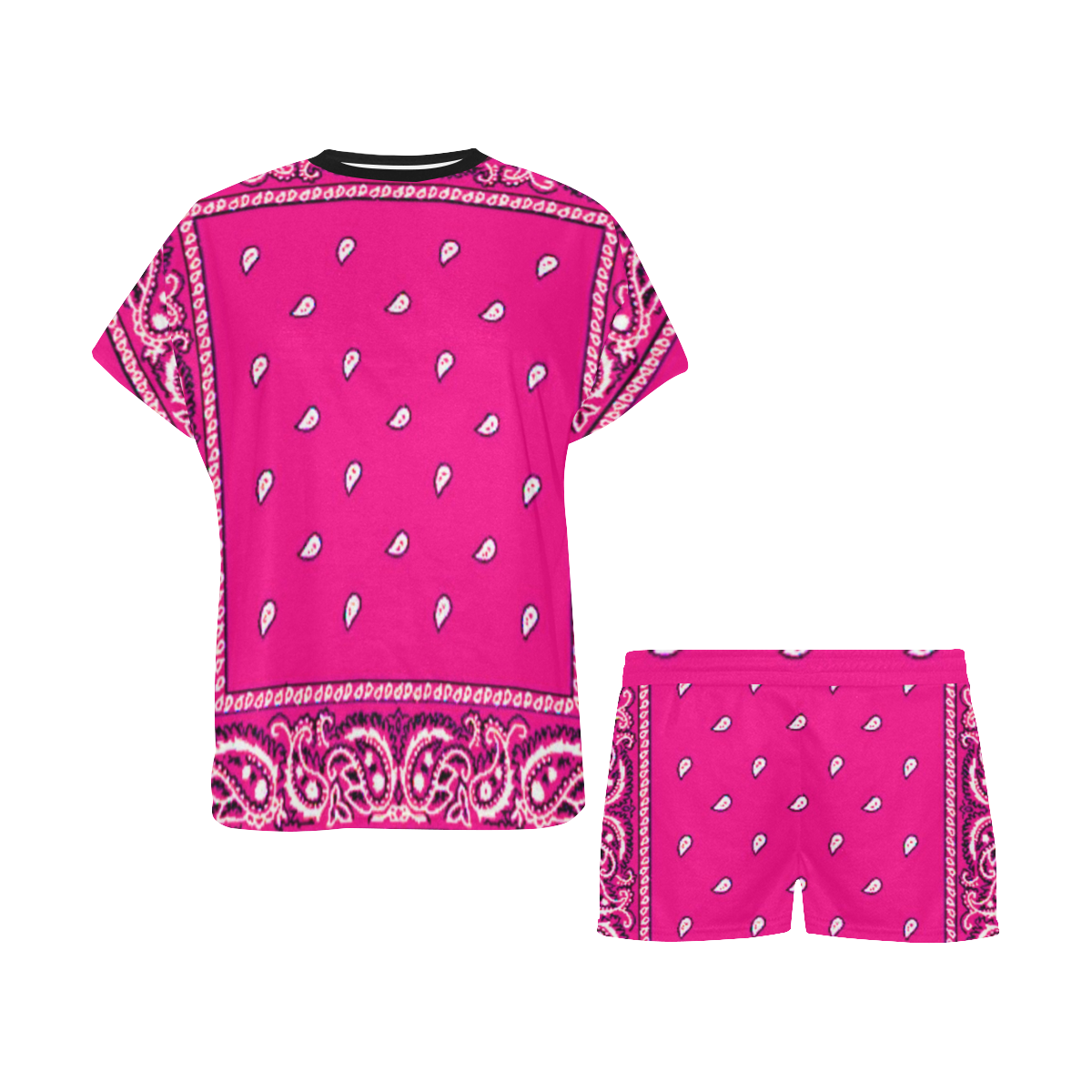 KERCHIEF PATTERN PINK Women's Short Pajama Set