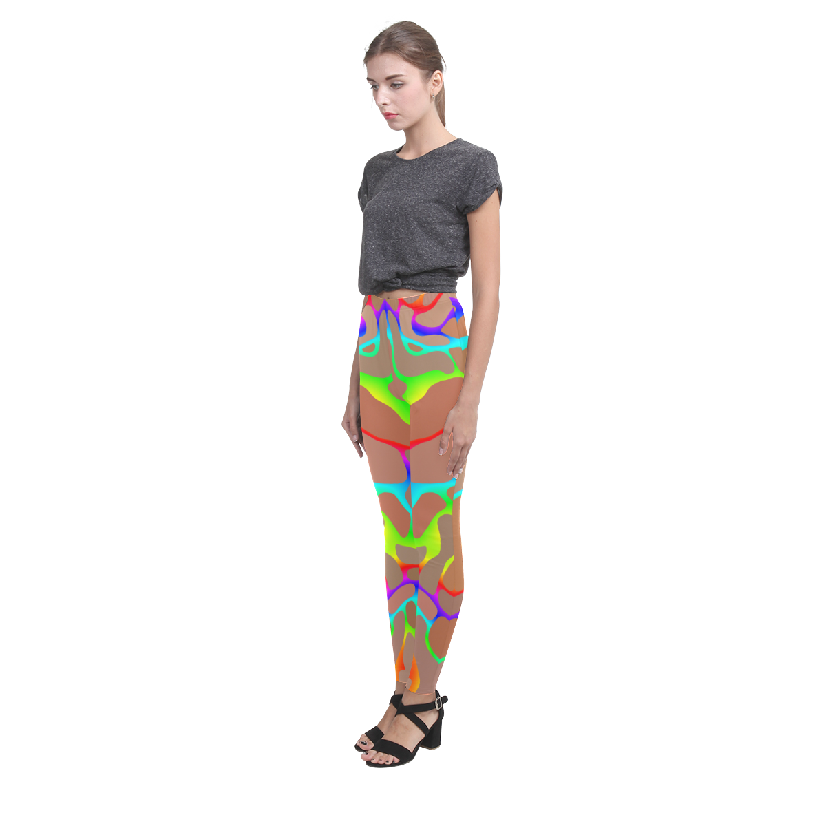 Colorful wavy shapes Cassandra Women's Leggings (Model L01)