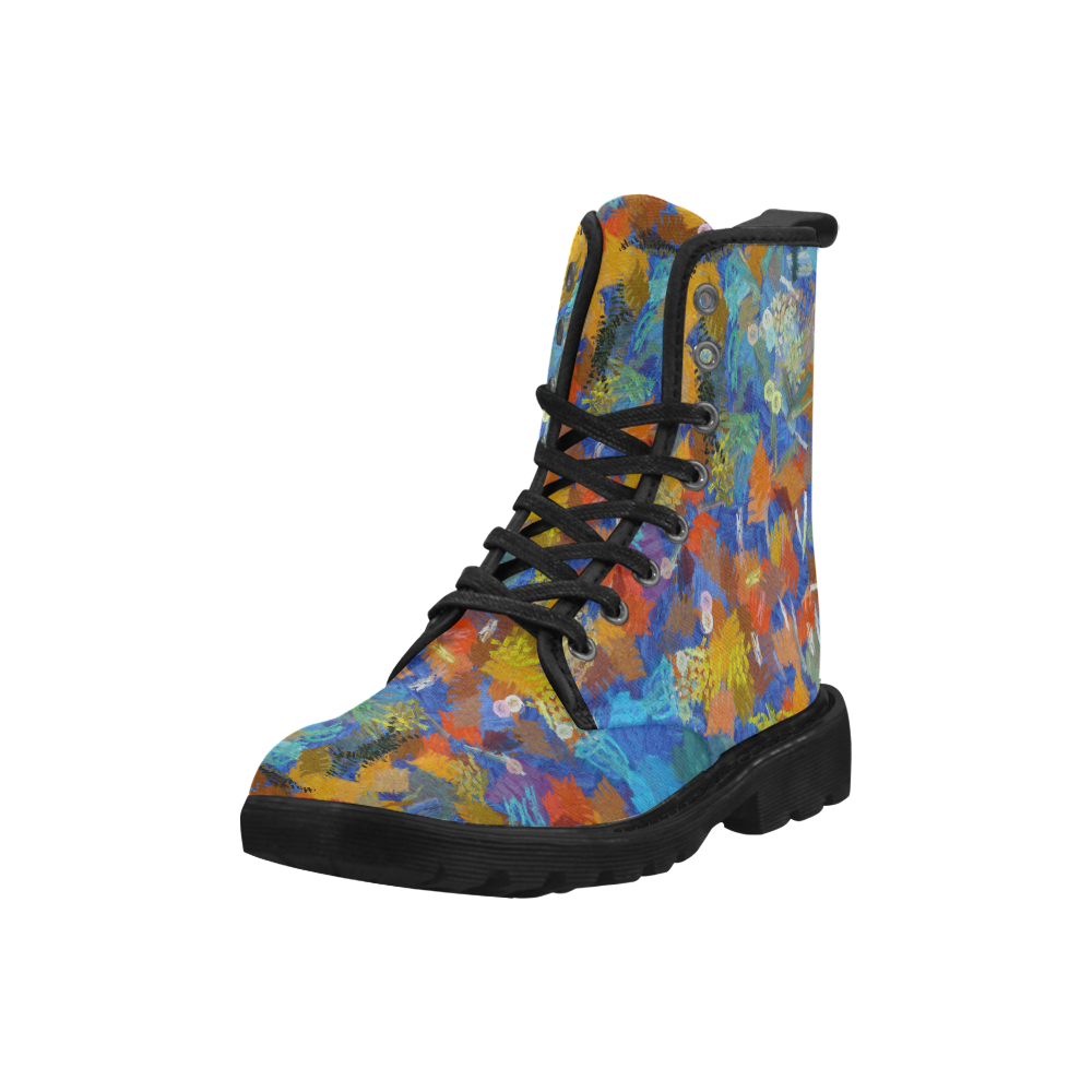 Colorful paint strokes Martin Boots for Men (Black) (Model 1203H)