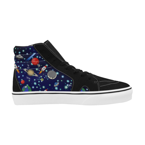 Galaxy Universe - Planets,Stars,Comets,Rockets Women's High Top Skateboarding Shoes/Large (Model E001-1)