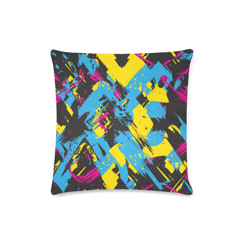 Colorful paint stokes on a black background Custom Zippered Pillow Case 16"x16"(Twin Sides)