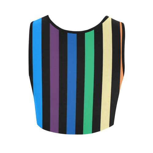Rainbow Stripes with Black Women's Crop Top (Model T42)